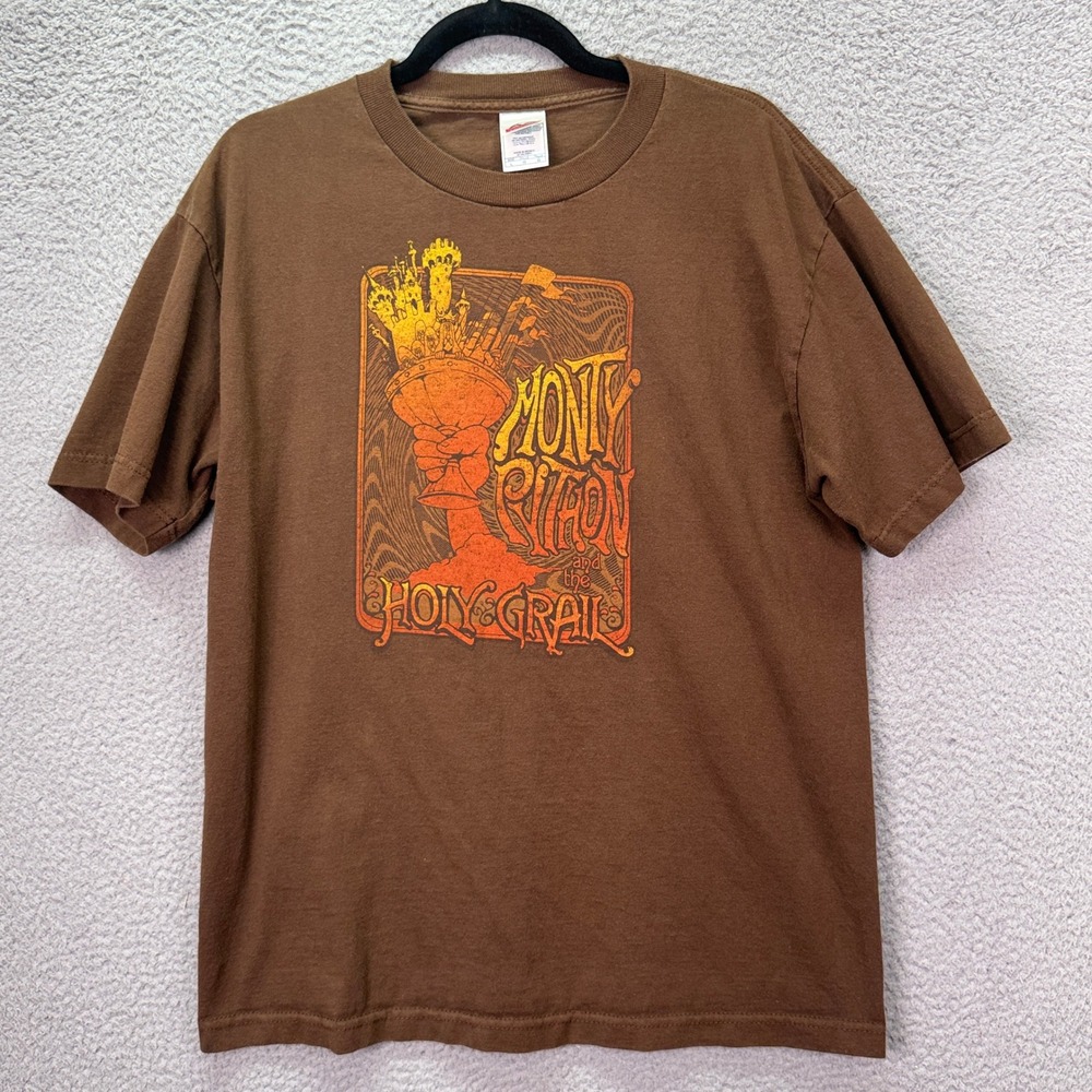 Monty Python and the Holy Grail Tshirt Mens L Brown Movie Promo Y2K British Film
